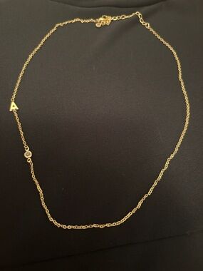 Gold plated Initial A Necklace with CZ Accent-new